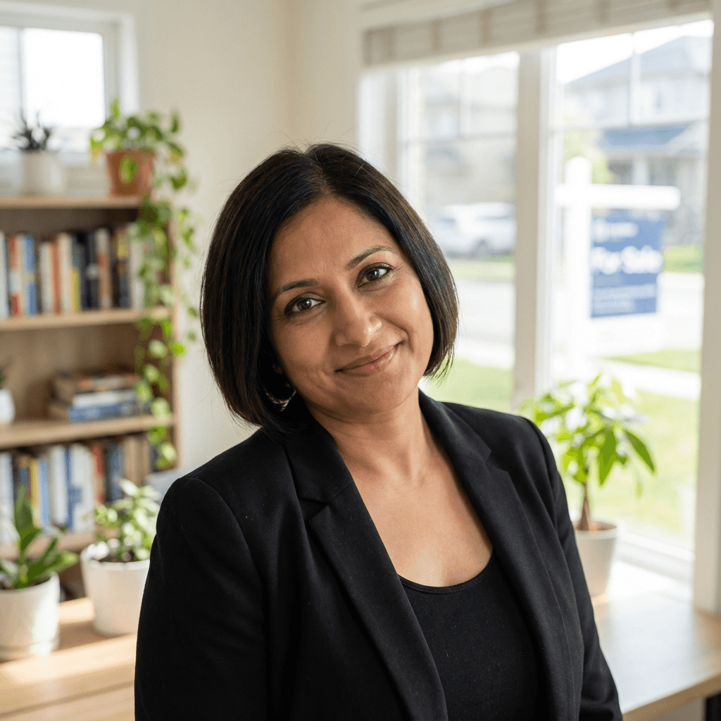 Priya Raman, retail owner, at a store counter